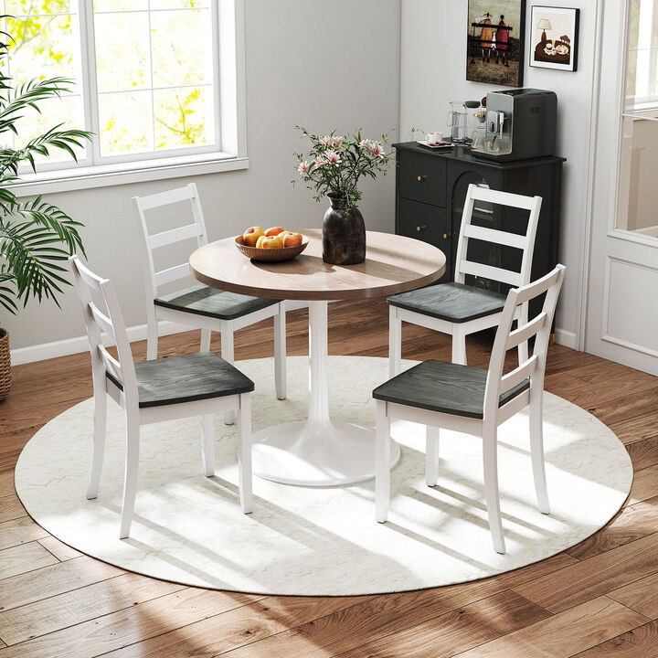 Solid Rubber Wood Dining Chairs Set of 4 Wooden Seating Set