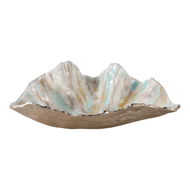 18x12" Metal Seashell Bowl, Multi