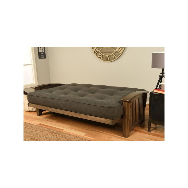 Washington Frame-Rustic Walnut Finish-Linen Charcoal Mattress