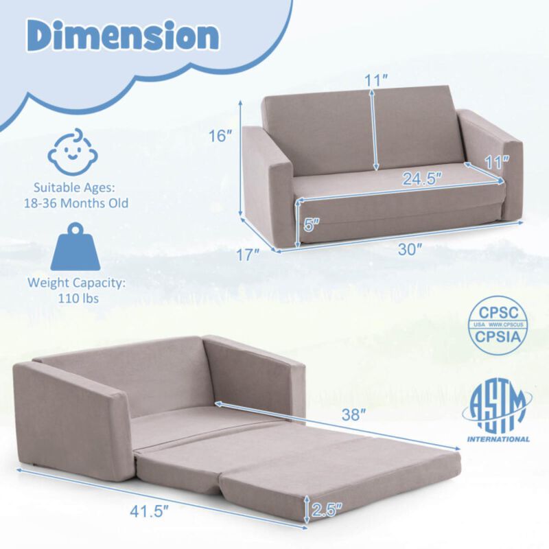 Hivvago 2-in-1 Children’s Convertible Sofa to Lounger