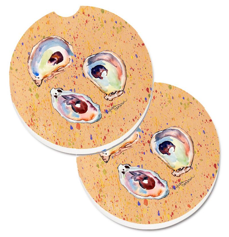 Caroline's Treasures Oyster Set of 2 Cup Holder Car Coasters 8466CARC, 2.56, Multicolor