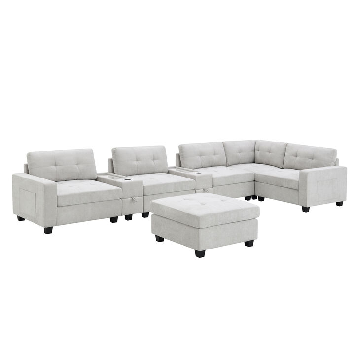 Merax Chenille U Shaped Sectional Sofa Couch Set