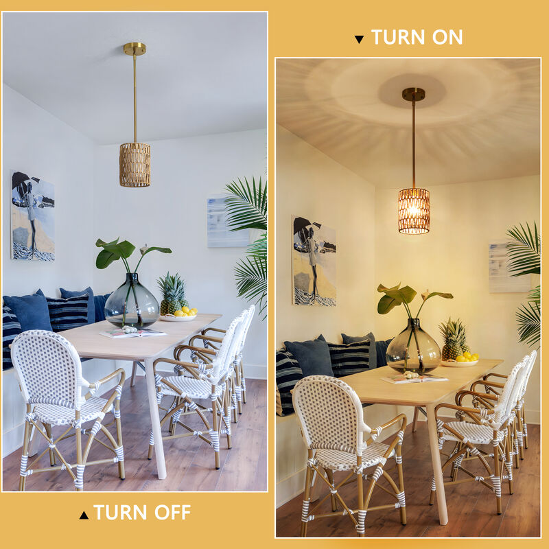 15" Modern Boho Rattan Mini Pendant Light image number 5