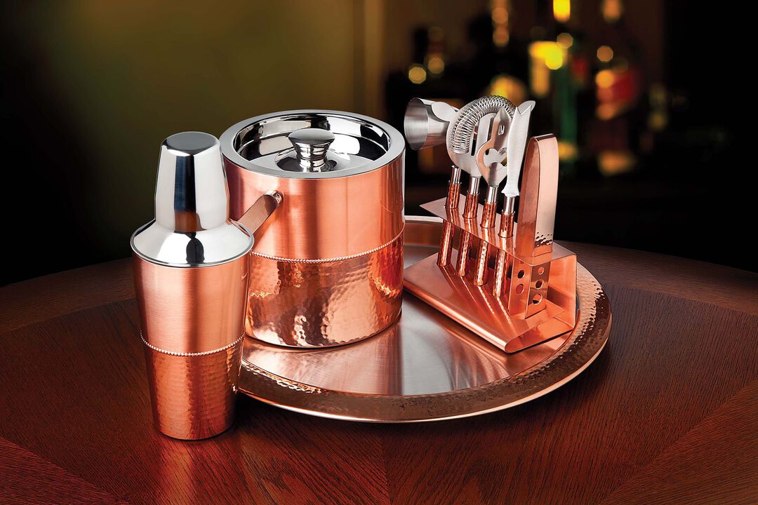 Hammered Copper 9 Piece Bar Tool Set
