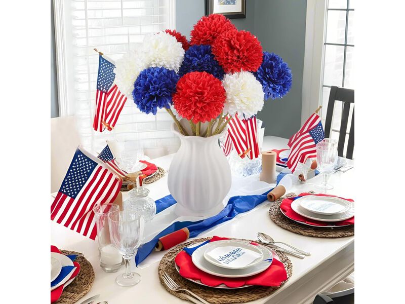 12 Piece White Artificial Chrysanthemum Flowers Wedding Centerpiece Decor image number 1