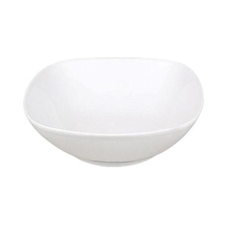 Mimoza 8.25" x 8.25" x h:2.5" 36 oz. Square White Porcelain Bowl (Set of 2)