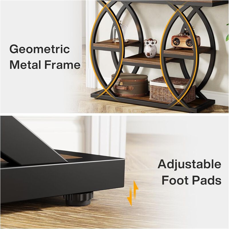 Tribesigns Contemporary 4-Tier Wood Console Table with Storage Shelves image number 7