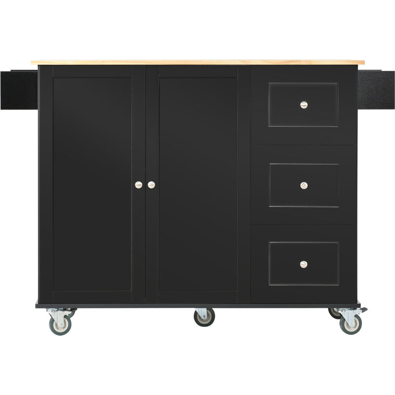 ELEMENT ACE Multifunctional Rolling Kitchen Island with Drop Leaf Breakfast Bar and Ample Storage Cabinet image number 0