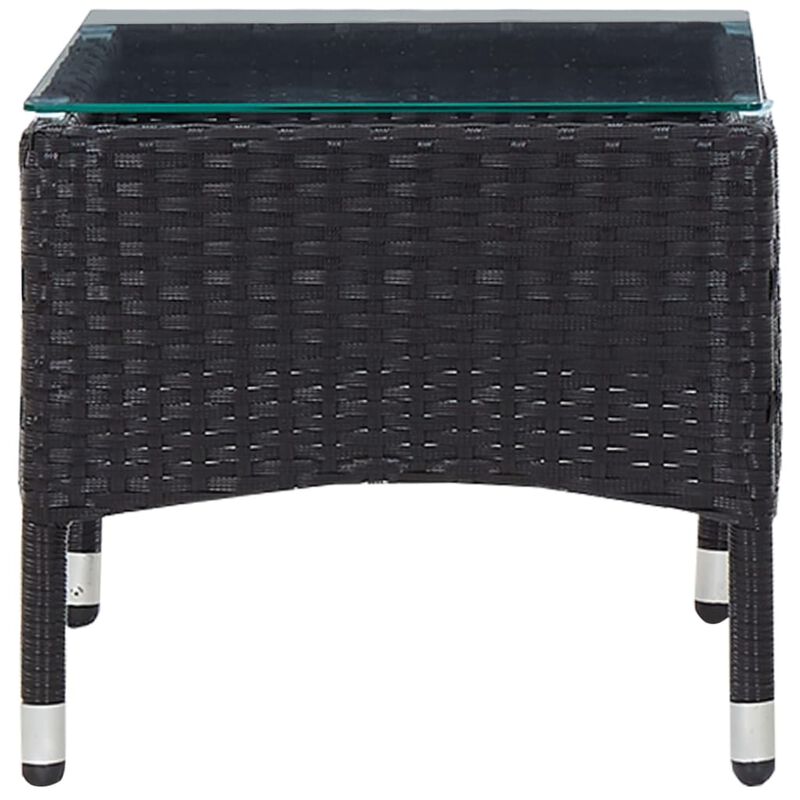 vidaXL Coffee Table Black 23.6"x15.7"x14.2" Poly Rattan image number 2