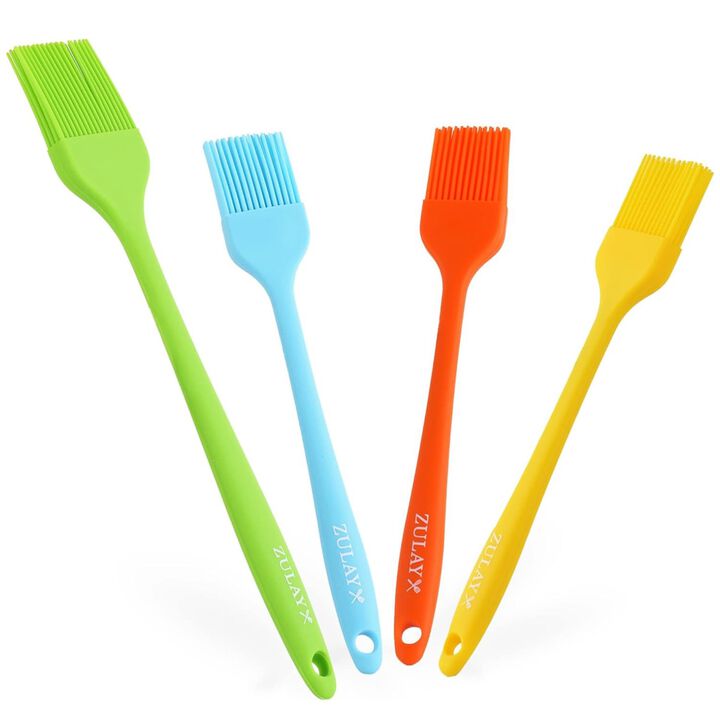 (Set of 4) Heat Resistant Silicone Basting Brush With Soft Flexible Bristles