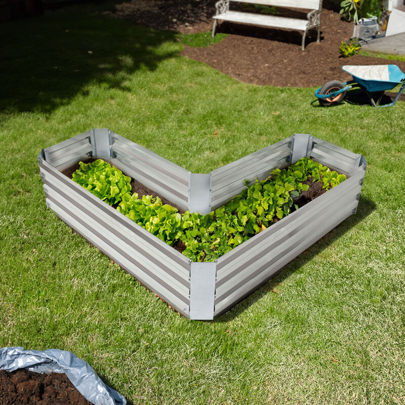 L-Shaped Galvanized Steel Raised Planter Bed