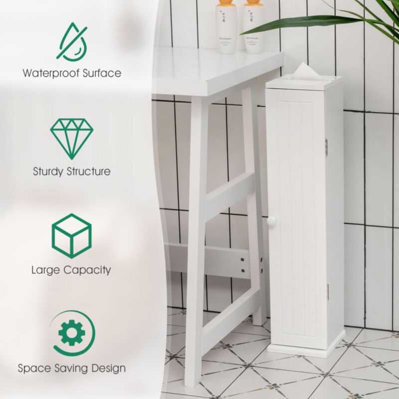 Hivvago Free Standing Toilet Paper Holder with 4 Shelves and Top Slot for Bathroom