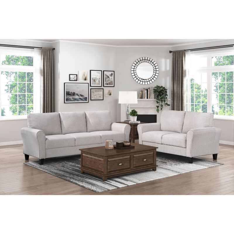 Streamdale Transitional Sand Fabric Loveseat with Attached Cushion image number 6