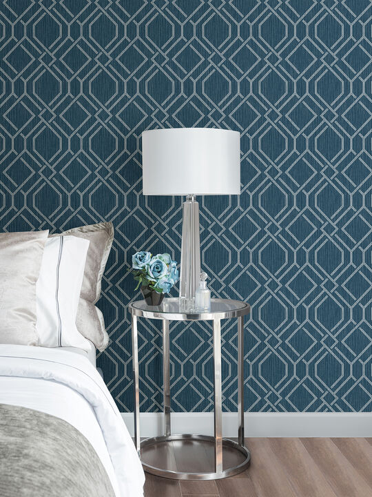 Frege Blue Trellis Wallpaper