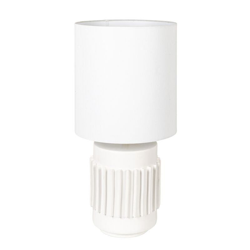 Stoneware Table Lamp with Raised Design, Ivory Glaze image number 0