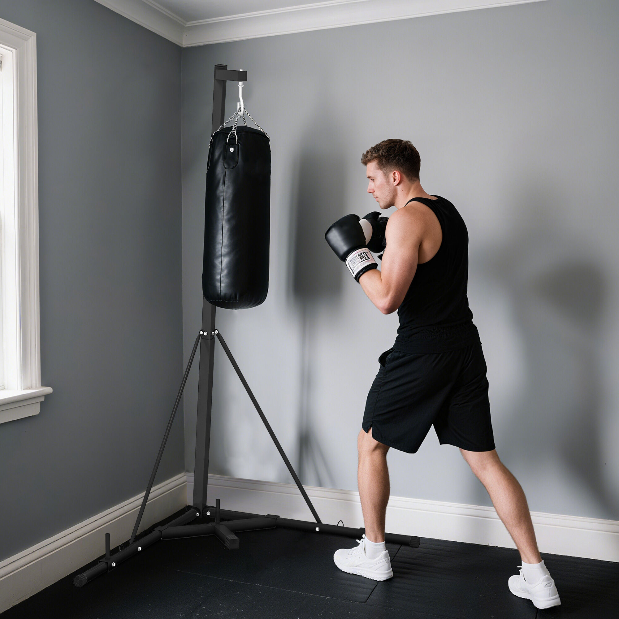 Hivvago Foldable Heavy Bag Stand with Weighted Base for Home Gym