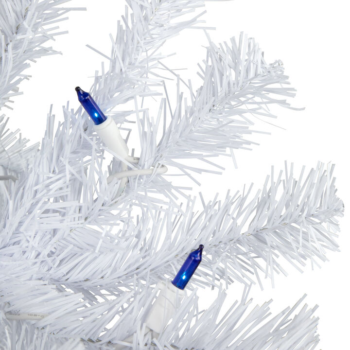 6.5’ Pre-Lit Slim Geneva White Spruce Artificial Christmas Tree  Blue Lights