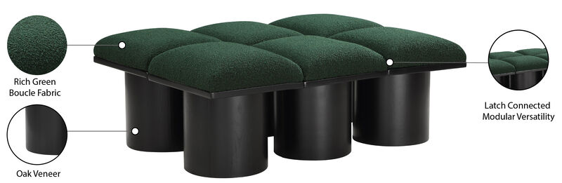 Meridian Furniture Pavilion Green Boucle Fabric Bench