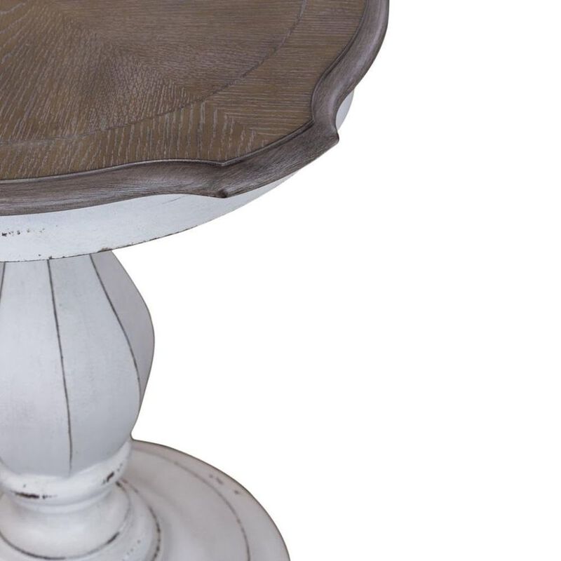 Liberty Furniture Antique White Accent Table with Round Top, Rustic Side Table Style image number 5
