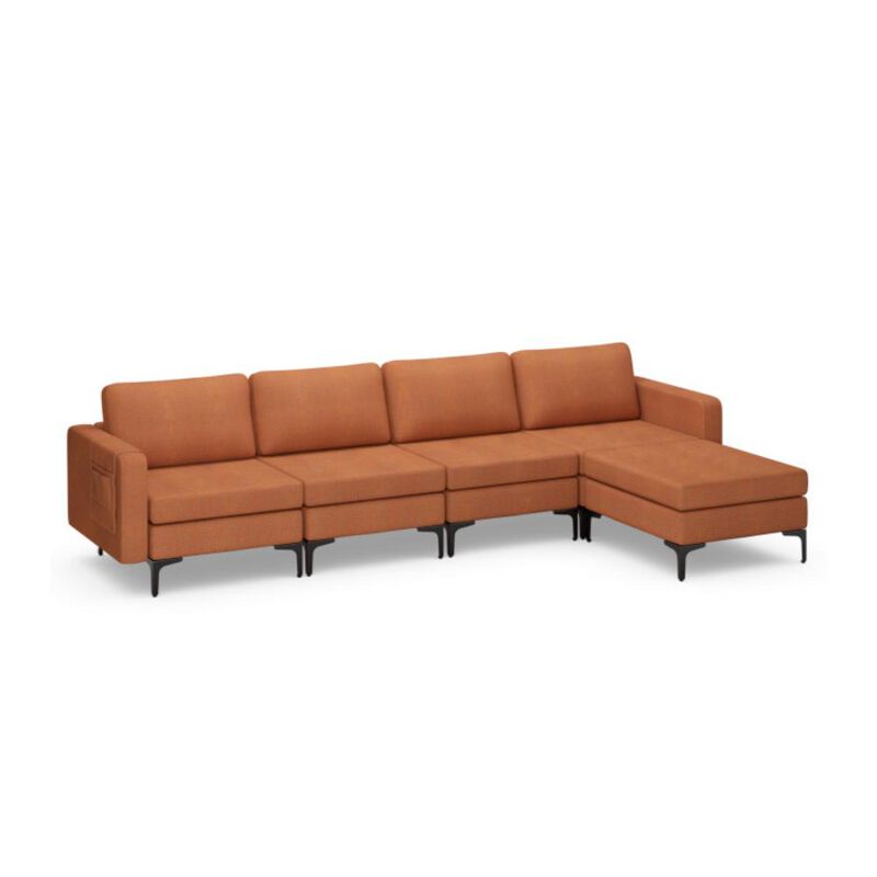 Hivvago Modular L-shaped Sectional Sofa with Reversible Ottoman and 2 USB Ports. image number 0