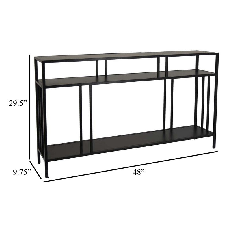 Plant Display Stand, 3 Tier Black Metal, Modern Industrial 48 Inch - Benzara