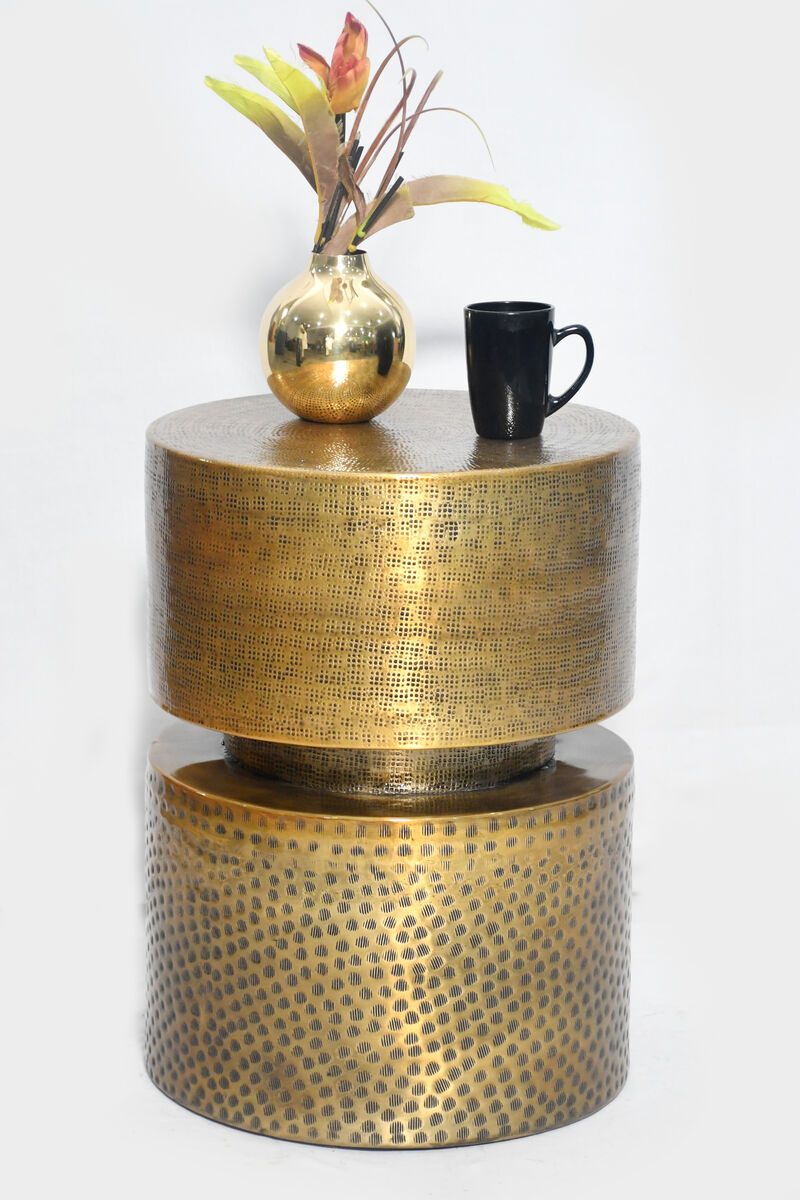 Double Sherald Handmade Black Side Table/Side Stool