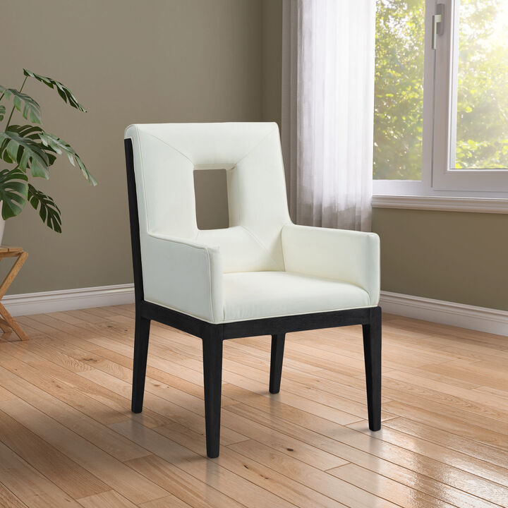 Meridian Furniture Gwendolyn Cream Vegan Leather Dining Arm Chair