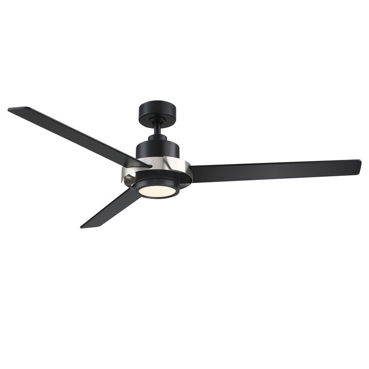 60" Modern Black Reversible DC Motor Dimmable LED Large Ceiling Fan with Light and Remote for Bedroom, Living Room or Office