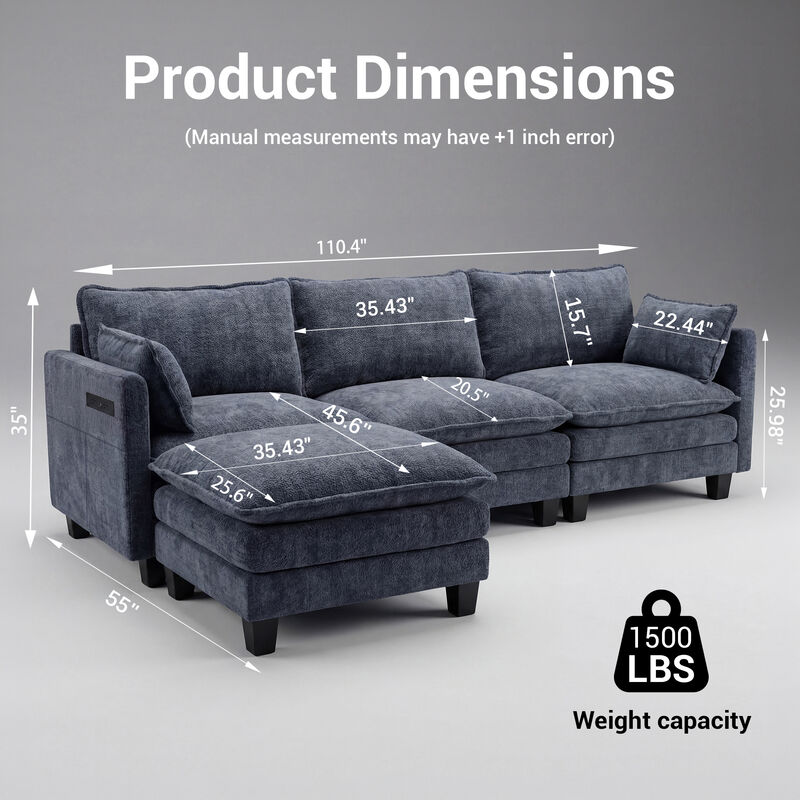 Modular Chenille Sectional Sofa image number 9