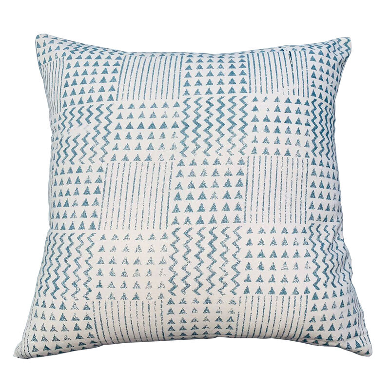 18 x 18 Handcrafted Square Cotton Accent Throw Pillow, Blue, White image number 1
