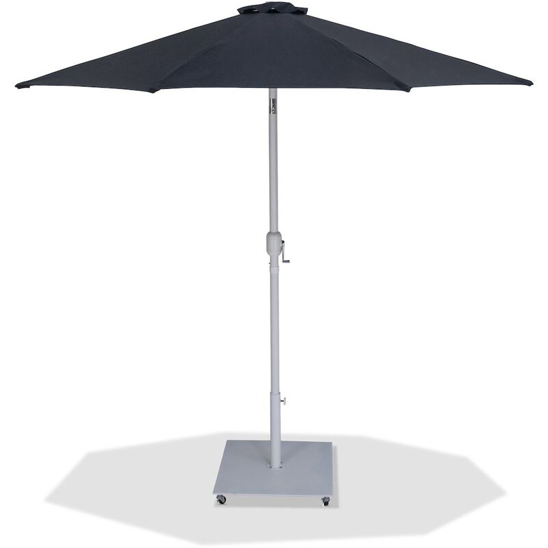 Meridian Furniture Fiji Black Fabric / Matte White Aluminum Patio Umbrella with Base Sets