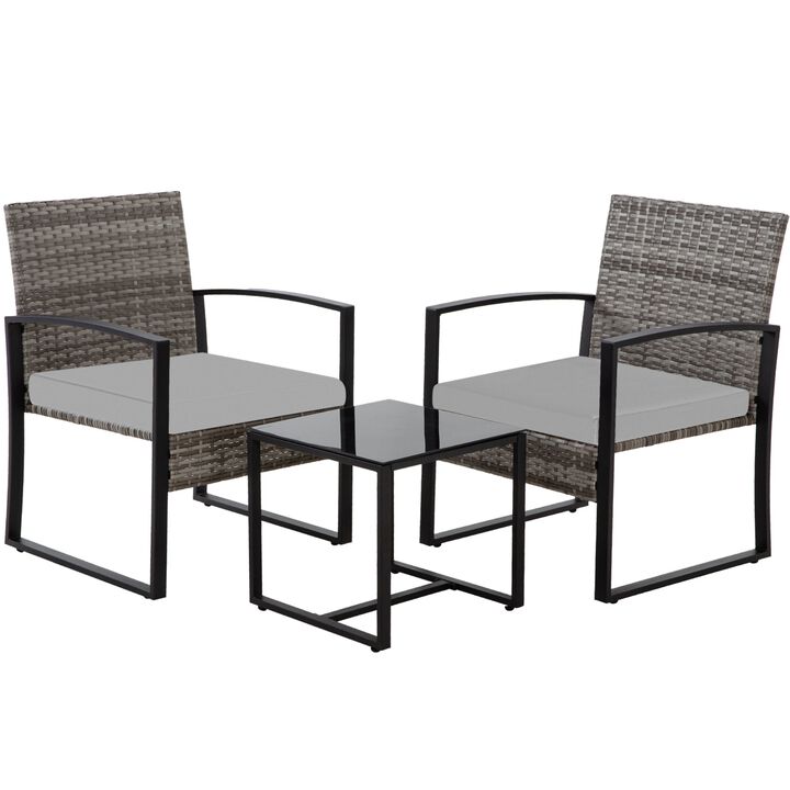 MONDAWE 3 Piece Outdoor Patio Furniture Patio Bistro Set Rattan Balcony Furniture Set