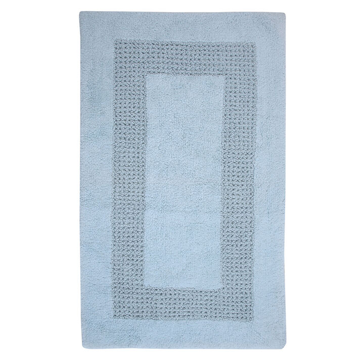 Perthshire Platinum Collection Beautiful Cotton Bath Rug Features Classic Racetrack Design Rug Light Blue