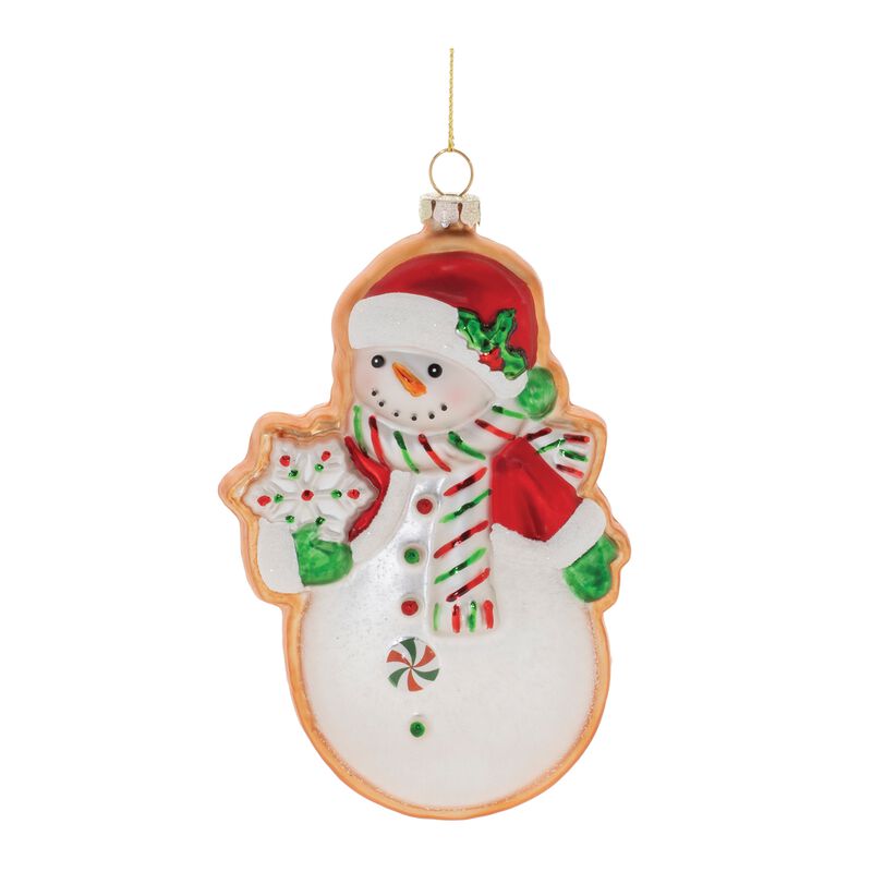 Santa and Snowman Cookie Glass Ornament Set of 12 for Festive Tree Decorating