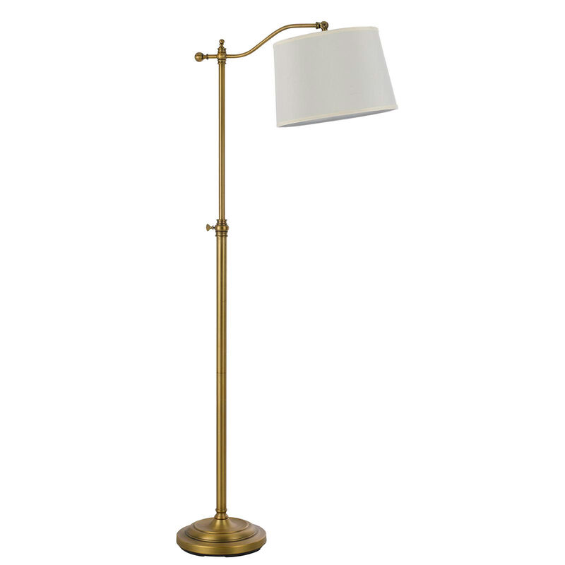HomeRoots 63" Bronze Adjustable Height Swing Arm Floor Lamp With White Fabric Shade image number 2