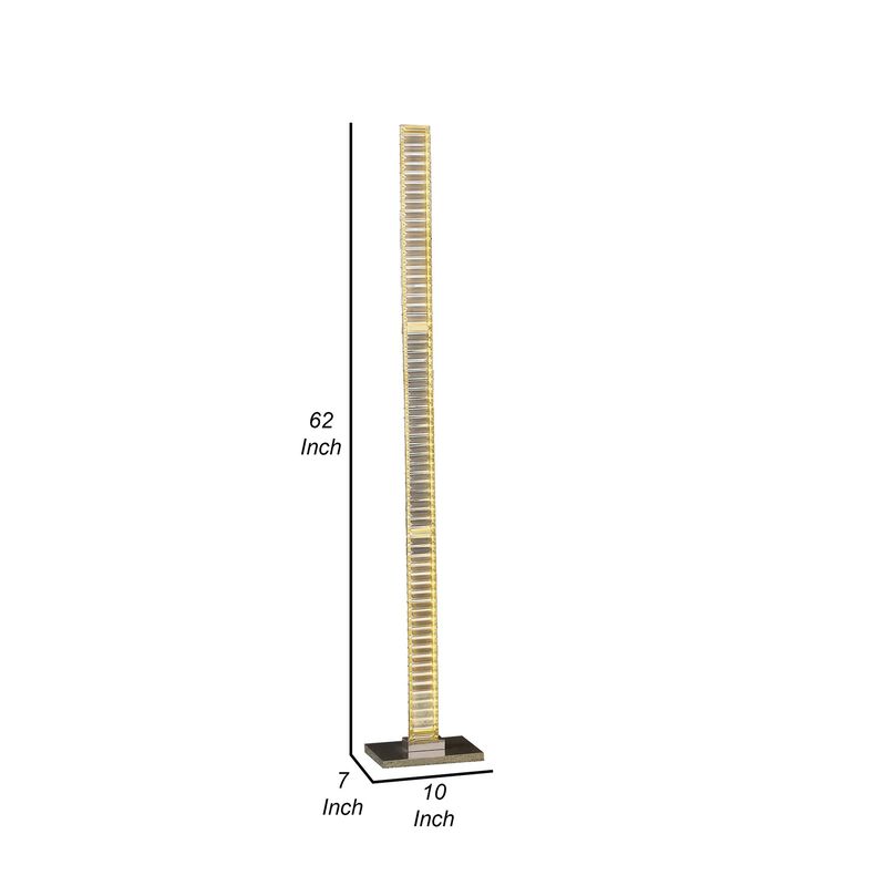 Lizy 62 Inch Floor Lamp with Crystal, LED Metal Frame, Nickel Finish - Benzara image number 4