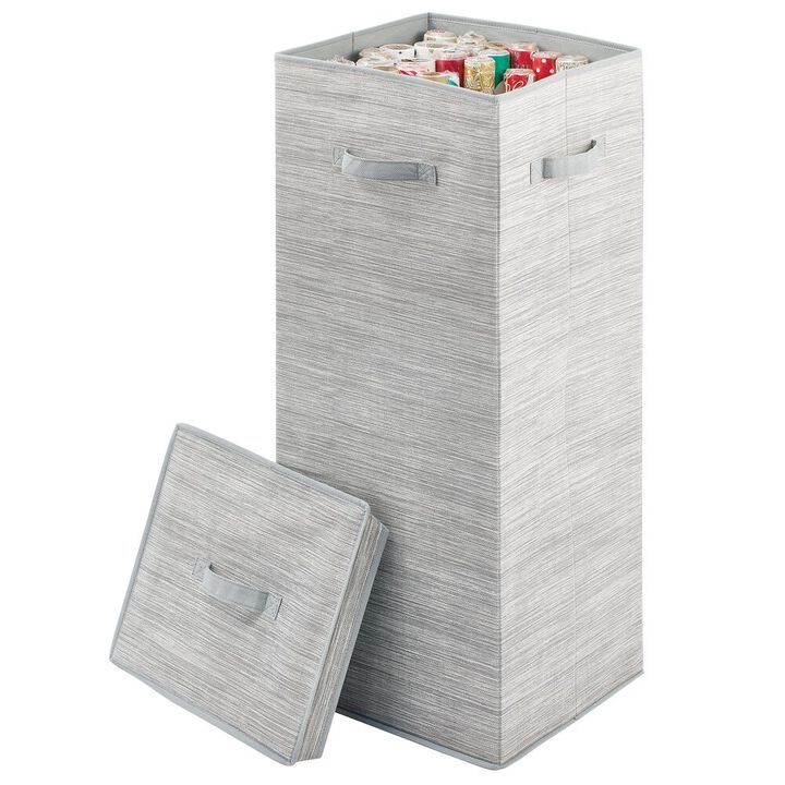 mDesign Tall Gift-Wrapping Paper Storage Box with Handles + Removable Lid, Taupe