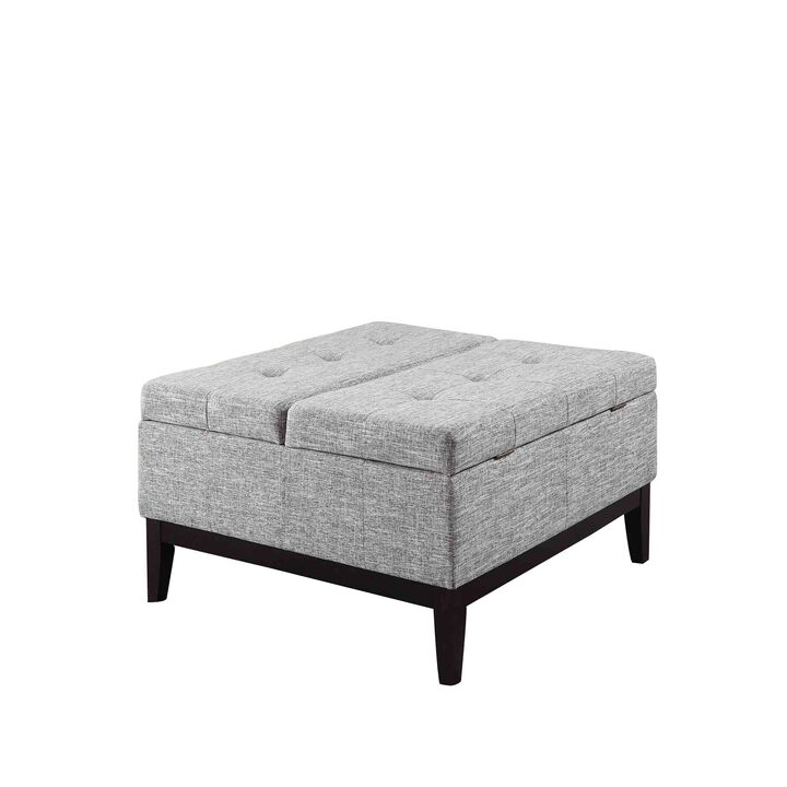 36 Heathered Gray and Black Ottoman with Hidden Storage