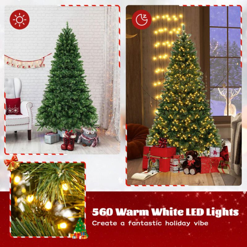 Pre-Lit Artificial PVC Christmas Tree with LED Lights anf Stand