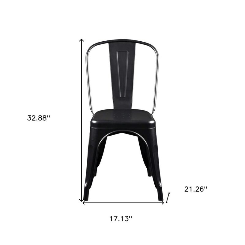 Hivvago Set of Four Black Steel Dining Side Chairs