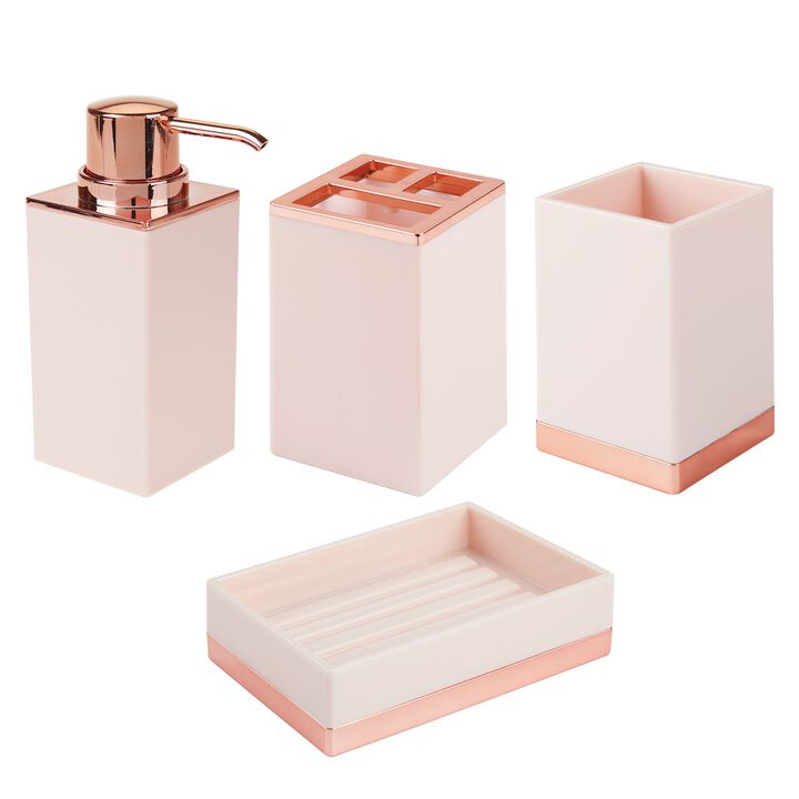 mDesign Plastic Bathroom Vanity Countertop Accessory Organizers - Pink/Rose Gold