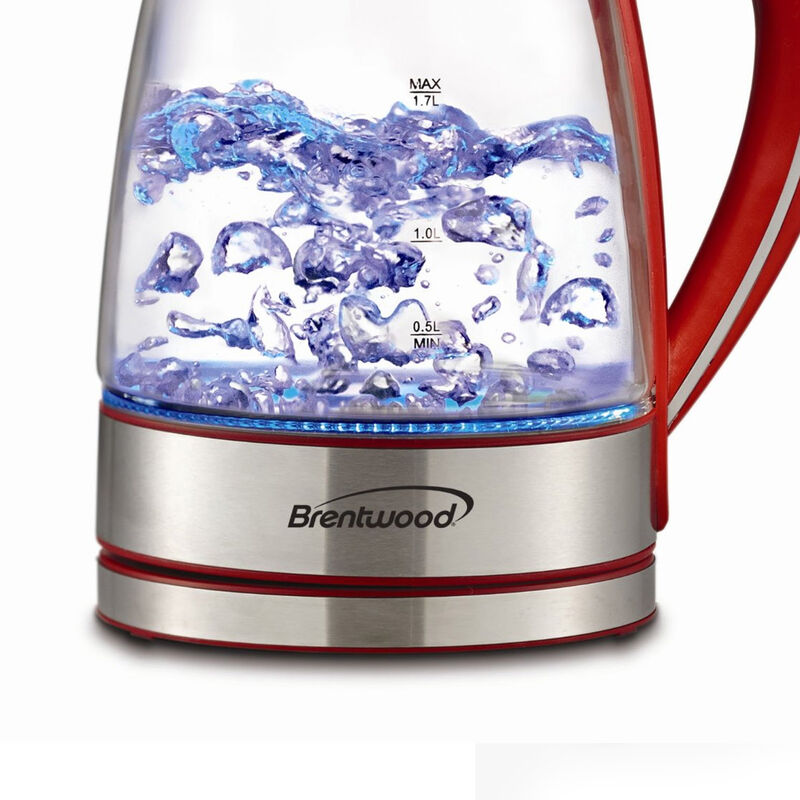 Brentwood Tempered Glass Tea Kettles, 1.7-Liter, Red image number 5
