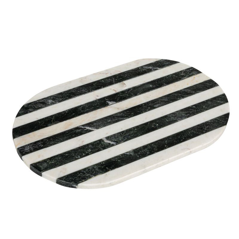 Marble Cheese and Cutting Board with Stripes, Black and White image number 0