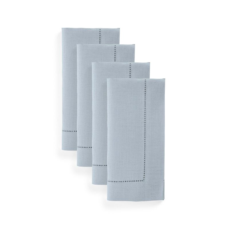 Solino Home Classic Hemstitch 100% Linen Dinner Napkins &ndash; Set of 4, 20 x 20 in, Machine Washable, Holiday and Everyday Dining