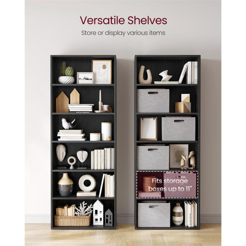 Adjustable 6 Tier Open Bookcase Storage Shelf Organizer Rack image number 2