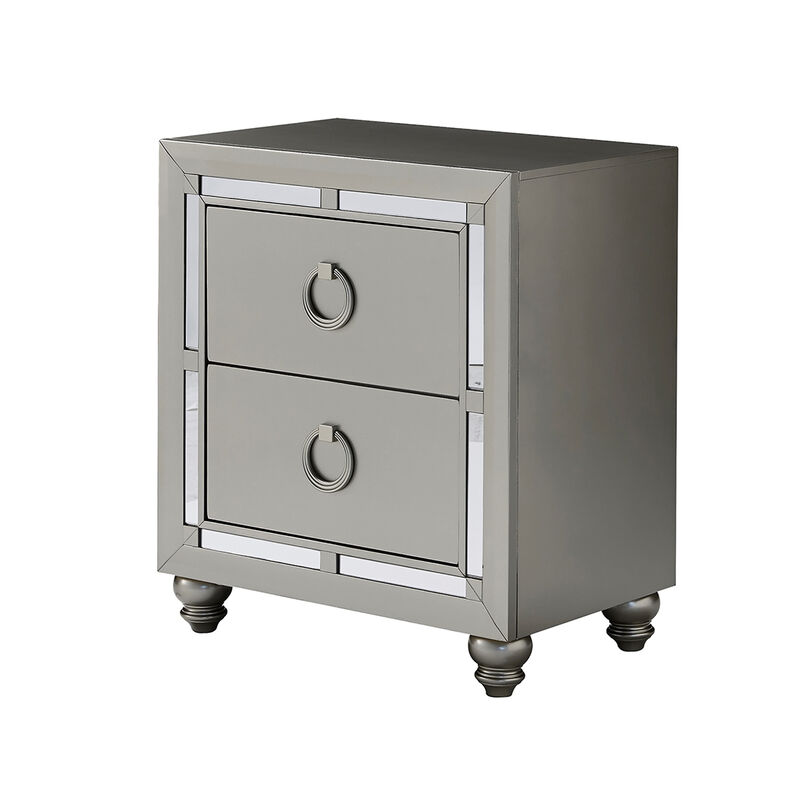 Riley Silver Glam Nightstand with Drawers image number 1