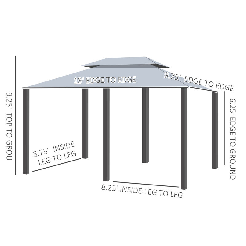 Outsunny 10' x 13' Patio Gazebo, Outdoor Gazebo Canopy Shelter with Curtains, Vented Roof, Steel Frame for Garden, Lawn, Backyard and Deck, Sage Gray