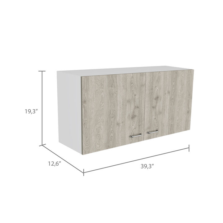 Napoles Wall Cabinet, Two Shelves, Double Door -White / Light Gray