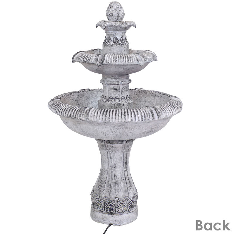Sunnydaze Mediterranean Reinforced Concrete Outdoor 3-Tier Water Fountain