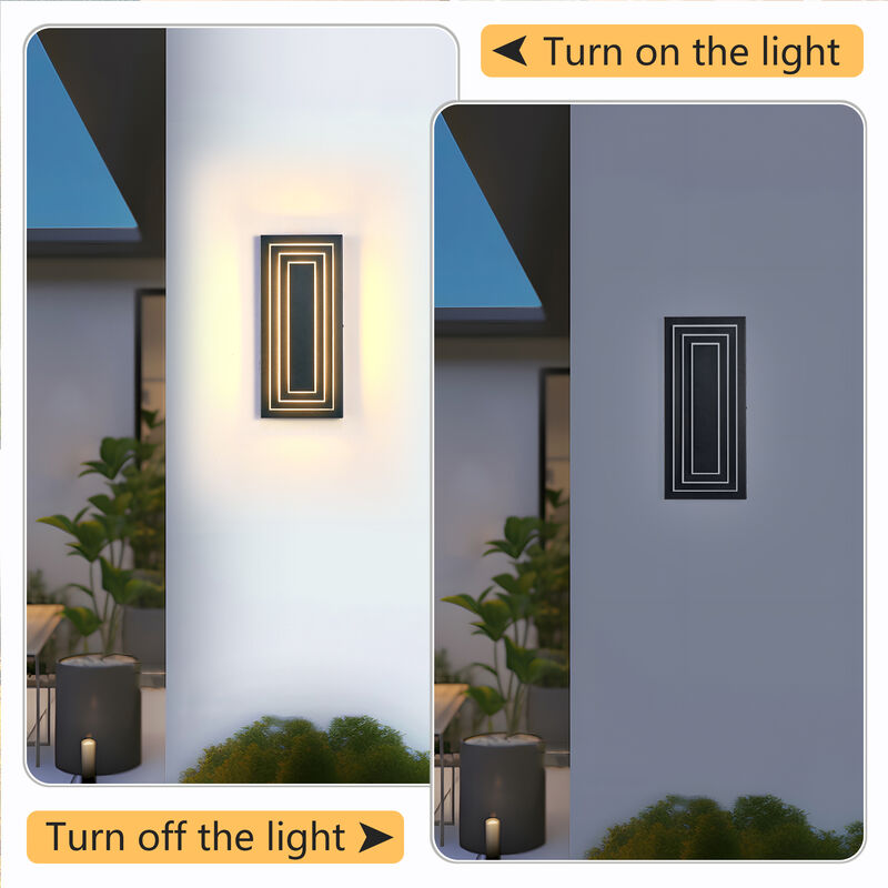 Black 1-Light Outdoor Sconce - 15.7 in. H, Hardwired with LED Bulbs (Set of 2) image number 2